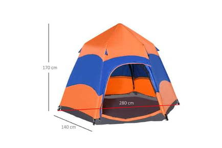 Outsunny 6-Man Hexagon Camping Tent