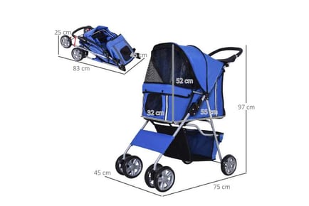 PawHut Foldable DogStroller with Storage