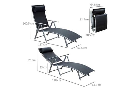 Outsunny Sun Lounger, Foldable, 5 Lvl