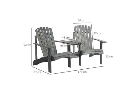 Outsunny Adirondack Double Chair, Grey