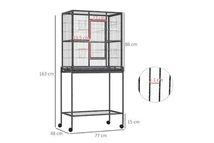 Metal Canary Cages, Rolling Stand, Wood