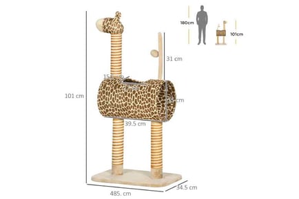 Indoor Cat Tree, Cute Giraffe, Grey