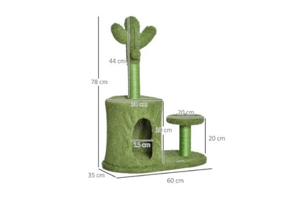 Cactus Cat Tree w/ Scratch Post, Grey