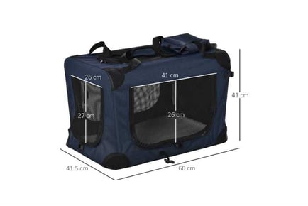 PawHut Pet Carrier, Soft Crate, Blue