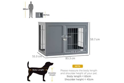 PawHut Dog Crate, Puppy House, Grey