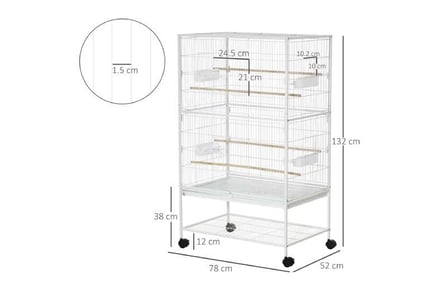 PawHut Large Bird Cage, Stand, Tray