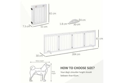 PawHut 4-Panel Wooden Pet Gate