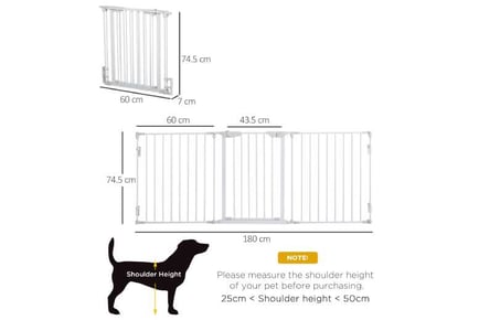 PawHut White 3-Panel Pet Safety Gate