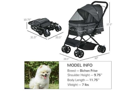 PawHut Grey Foldable Pet Stroller