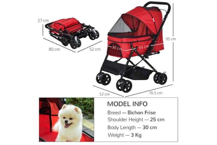 PawHut Red Foldable Pet Stroller