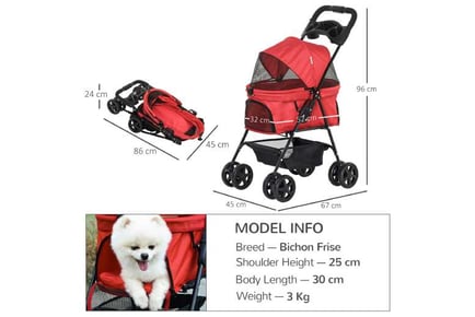 PawHut Red Foldable Pet Stroller