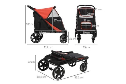 PawHut Foldable Pet Stroller, Brakes