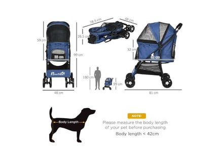 PawHut Pet Stroller, Foldable