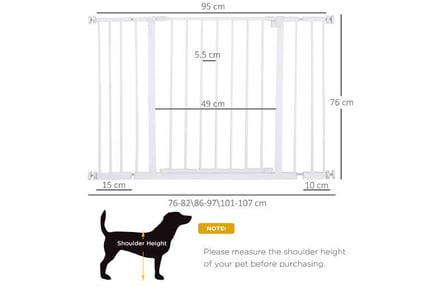 PawHut Dog Safety Gate, Metal, 72-107cm