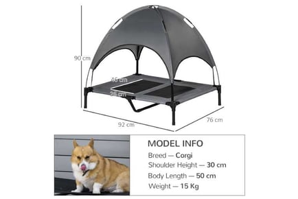 PawHut S/M Raised Dog Bed w/ Canopy