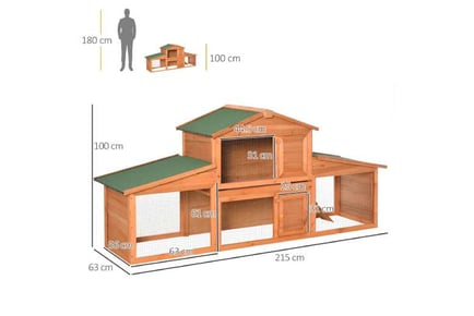 PawHut XXL 2-Tier Hutch, Natural Tone