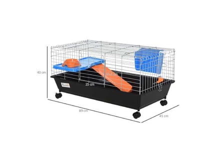 PawHut Blue/Orange 2-Tier Animal Cage