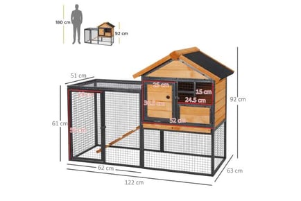 PawHut Wood-metal Hutch: Slide-Out Tray