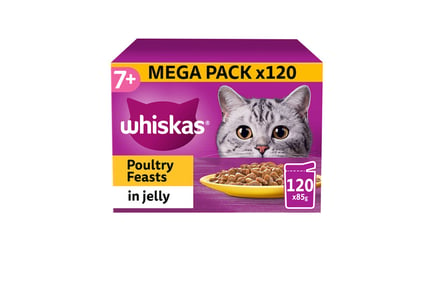 120 x 85g Whiskas 7+ Senior Cat Food Pouches