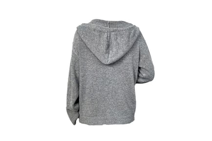 Women's Knitted Cardigan with Hood - White, Black or Grey