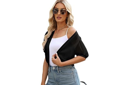 Women's Puff Sleeve Cropped Cardigan - Blue, Black or White