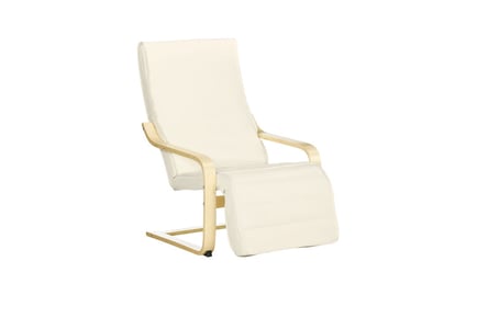Adjustable Cream White Recliner with Removable Cushion