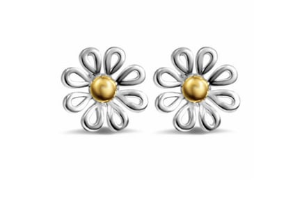 Daisy Stud Earrings - Silver with Gold Centre