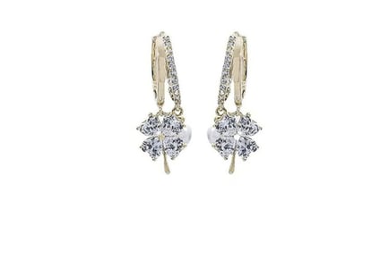 Crystal & Pearl Clover Earrings - 3 Colours Pin or Clip On!