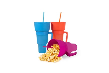 2-in-1 Snack & Drink Tumbler with Straw - Colour Changing!