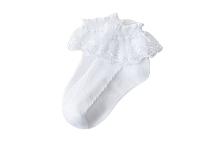 4-Pack Girls Lace Ruffle Frilly Socks - 4 Colour Options