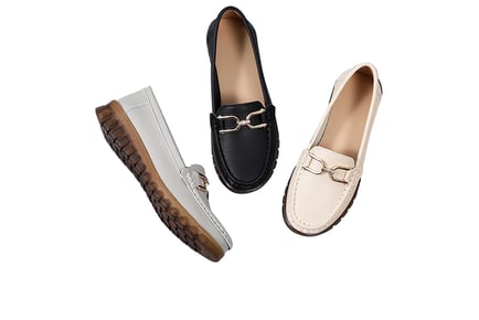Women's PU Leather Loafers - Black, Beige or Grey!