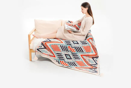 Soft Boho Knitted Throw Blanket - Orange or Grey!