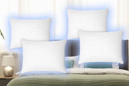 Hotel Quality Hollowfibre Stripe Pillows - 2 or 4 Pack!