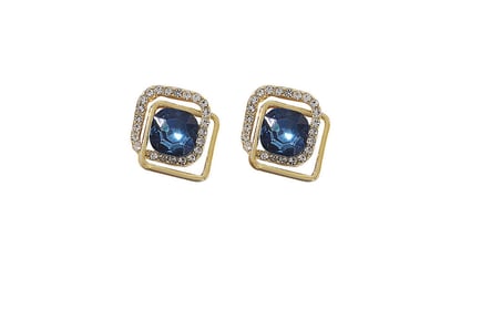 Women's Diamond Encased Gemstone Crystal Earrings