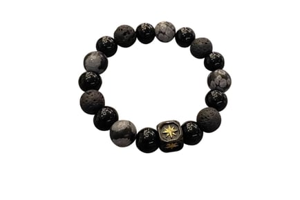 Black Natural Stone Beads Bracelet!