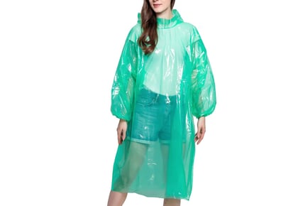 5 Pck Disposable Emergency PE Raincoats Poncho - 4 Colour Options