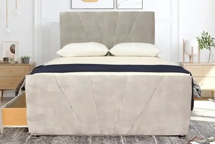 Light Grey Crushed Velvet Divan Bed and Mattress with Storage Options!