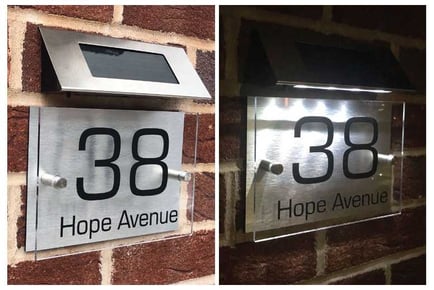 Personalised solar light door sign, H5