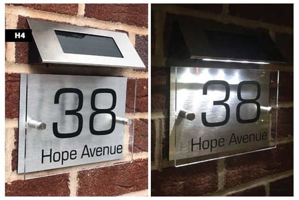 Personalised solar light door sign, H5