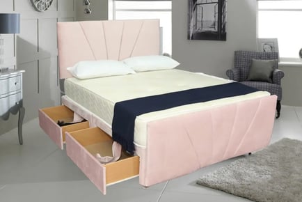 Pink Chenille Divan Bed With A Memory Sprung Mattress