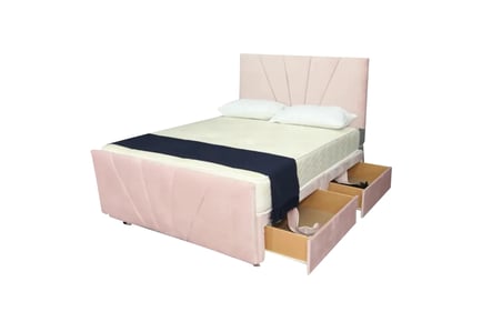 Pink Chenille Divan Bed With A Memory Sprung Mattress