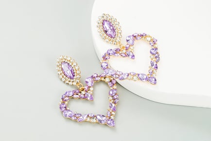 Sparkling Heart Rhinestone Earrings - Four Colour Options