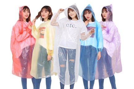 Portable Adult Raincoat - Yellow, Red, Purple, Blue or Transparent