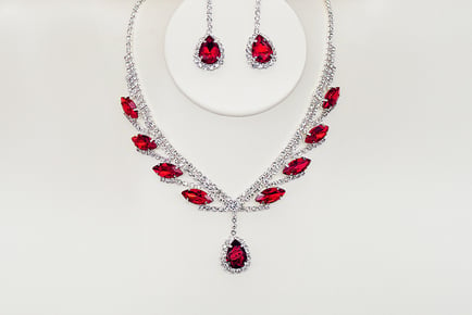 Crystal Necklace and Earring Set - 6 Colours