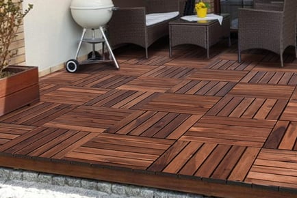 Acacia wood decking tiles, 12 Packs