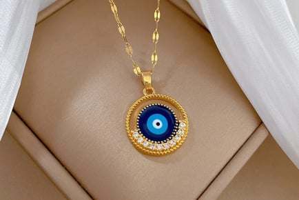 Gold-Plated Evil Eye Pendant Necklace!
