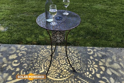 Round Metal Solar Powered Garden Antique Bistro Table