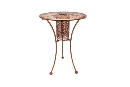 Round Metal Solar Powered Garden Antique Bistro Table