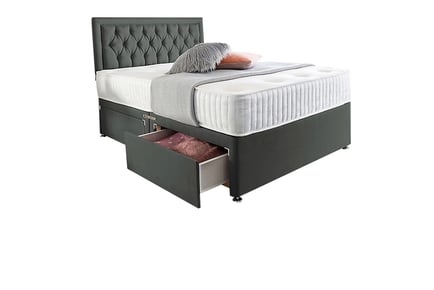 Miami linen Divan bed and mattress, super king, 2 drawers