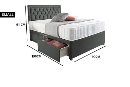 Miami linen Divan bed and mattress, super king, 2 drawers